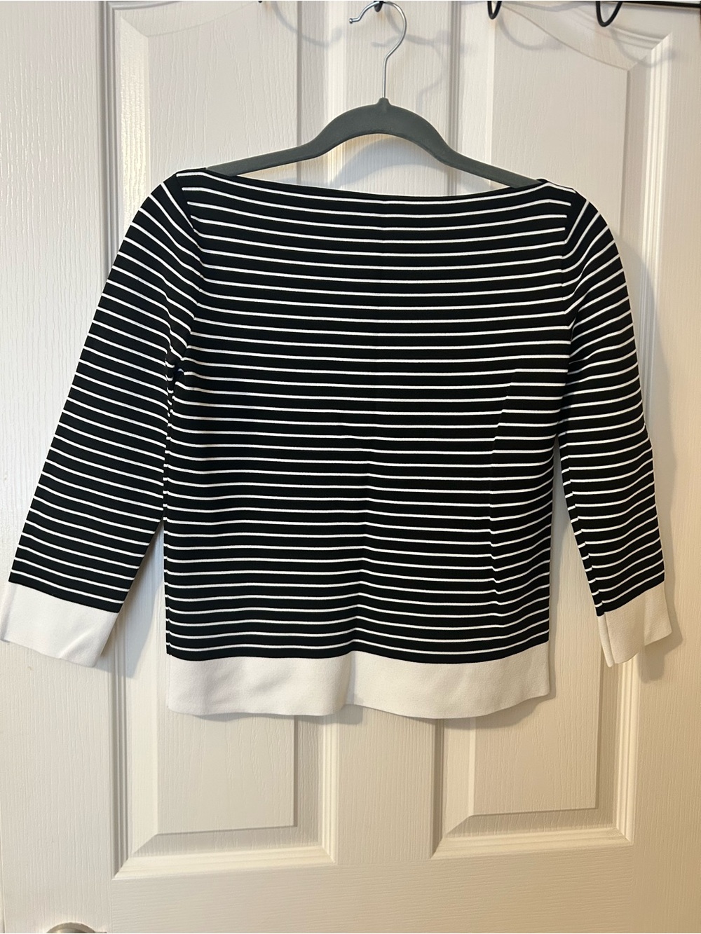 DSQUARED2 Vintage Black White Striped Boat Neck Sweater Top S Made in Italy